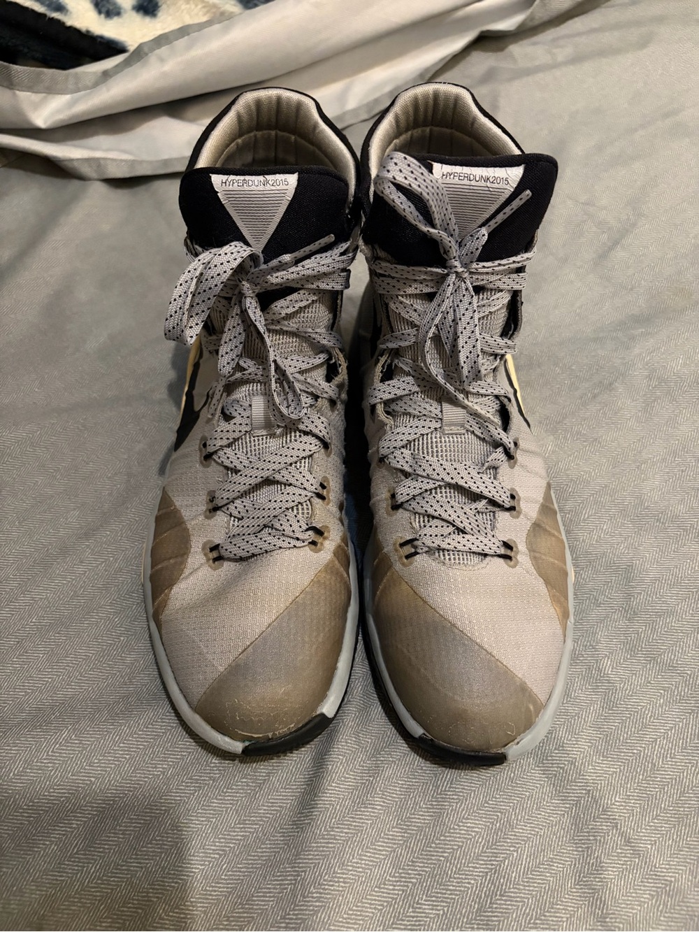 Nike Hyperdunk 2015 Men's High-Top Basketball Shoes - Gray/Black/Gold